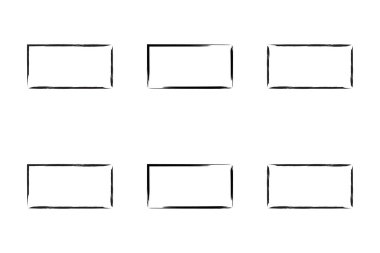 Yatay Dikdörtgen Şekil İnce Çizgi grunge şekli Fırça darbesi piktogram sembolü görsel illüstrasyon