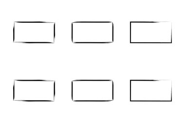 Yatay Dikdörtgen Şekil İnce Çizgi grunge şekli Fırça darbesi piktogram sembolü görsel illüstrasyon