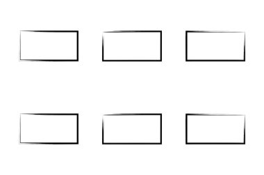 Yatay Dikdörtgen Şekil İnce Çizgi grunge şekli Fırça darbesi piktogram sembolü görsel illüstrasyon