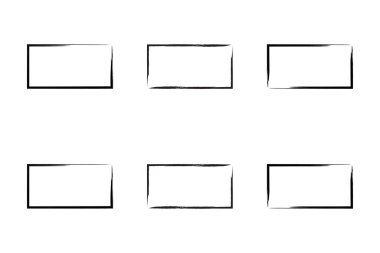 Yatay Dikdörtgen Şekil İnce Çizgi grunge şekli Fırça darbesi piktogram sembolü görsel illüstrasyon