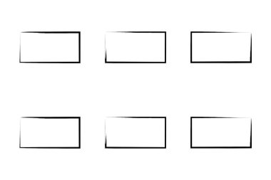 Yatay Dikdörtgen Şekil İnce Çizgi grunge şekli Fırça darbesi piktogram sembolü görsel illüstrasyon