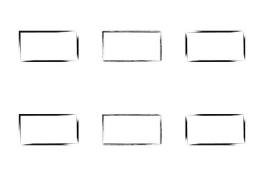 Yatay Dikdörtgen Şekil İnce Çizgi grunge şekli Fırça darbesi piktogram sembolü görsel illüstrasyon