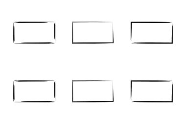 Yatay Dikdörtgen Şekil İnce Çizgi grunge şekli Fırça darbesi piktogram sembolü görsel illüstrasyon