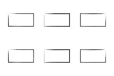 Yatay Dikdörtgen Şekil İnce Çizgi grunge şekli Fırça darbesi piktogram sembolü görsel illüstrasyon