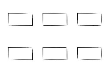 Yatay Dikdörtgen Şekil İnce Çizgi grunge şekli Fırça darbesi piktogram sembolü görsel illüstrasyon