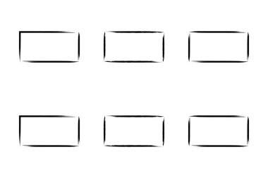 Yatay Dikdörtgen Şekil İnce Çizgi grunge şekli Fırça darbesi piktogram sembolü görsel illüstrasyon