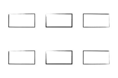 Yatay Dikdörtgen Şekil İnce Çizgi grunge şekli Fırça darbesi piktogram sembolü görsel illüstrasyon