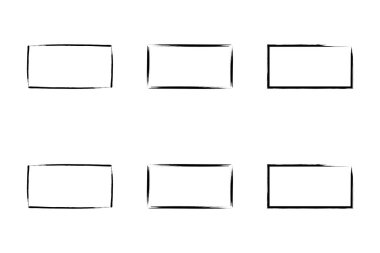 Yatay Dikdörtgen Şekil İnce Çizgi grunge şekli Fırça darbesi piktogram sembolü görsel illüstrasyon