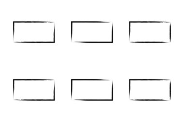 Yatay Dikdörtgen Şekil İnce Çizgi grunge şekli Fırça darbesi piktogram sembolü görsel illüstrasyon