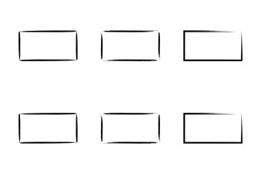 Yatay Dikdörtgen Şekil İnce Çizgi grunge şekli Fırça darbesi piktogram sembolü görsel illüstrasyon