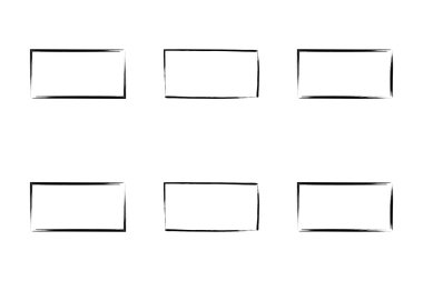 Yatay Dikdörtgen Şekil İnce Çizgi grunge şekli Fırça darbesi piktogram sembolü görsel illüstrasyon