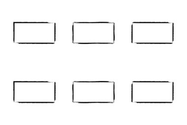 Yatay Dikdörtgen Şekil İnce Çizgi grunge şekli Fırça darbesi piktogram sembolü görsel illüstrasyon