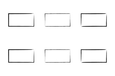 Yatay Dikdörtgen Şekil İnce Çizgi grunge şekli Fırça darbesi piktogram sembolü görsel illüstrasyon