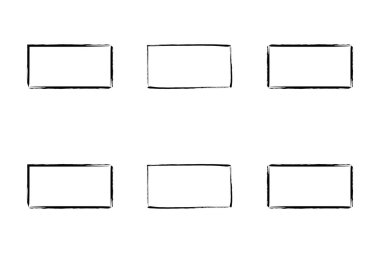 Yatay Dikdörtgen Şekil İnce Çizgi grunge şekli Fırça darbesi piktogram sembolü görsel illüstrasyon