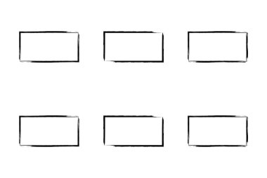 Yatay Dikdörtgen Şekil İnce Çizgi grunge şekli Fırça darbesi piktogram sembolü görsel illüstrasyon