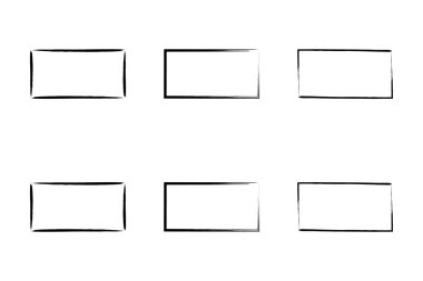 Yatay Dikdörtgen Şekil İnce Çizgi grunge şekli Fırça darbesi piktogram sembolü görsel illüstrasyon