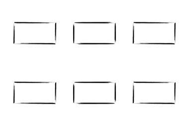 Yatay Dikdörtgen Şekil İnce Çizgi grunge şekli Fırça darbesi piktogram sembolü görsel illüstrasyon