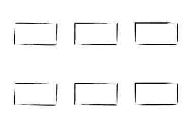 Yatay Dikdörtgen Şekil İnce Çizgi grunge şekli Fırça darbesi piktogram sembolü görsel illüstrasyon