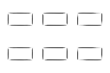 Yatay Dikdörtgen Şekil İnce Çizgi grunge şekli Fırça darbesi piktogram sembolü görsel illüstrasyon