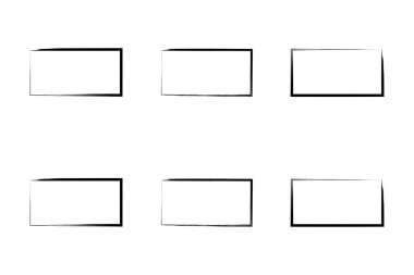 Yatay Dikdörtgen Şekil İnce Çizgi grunge şekli Fırça darbesi piktogram sembolü görsel illüstrasyon