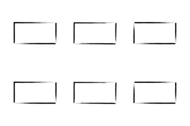 Yatay Dikdörtgen Şekil İnce Çizgi grunge şekli Fırça darbesi piktogram sembolü görsel illüstrasyon