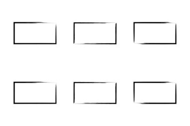 Yatay Dikdörtgen Şekil İnce Çizgi grunge şekli Fırça darbesi piktogram sembolü görsel illüstrasyon