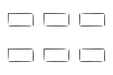 Yatay Dikdörtgen Şekil İnce Çizgi grunge şekli Fırça darbesi piktogram sembolü görsel illüstrasyon