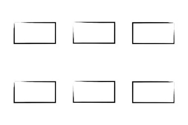 Yatay Dikdörtgen Şekil İnce Çizgi grunge şekli Fırça darbesi piktogram sembolü görsel illüstrasyon