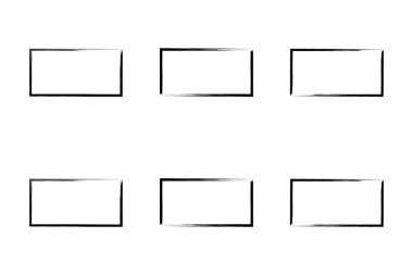 Yatay Dikdörtgen Şekil İnce Çizgi grunge şekli Fırça darbesi piktogram sembolü görsel illüstrasyon