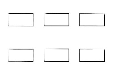 Yatay Dikdörtgen Şekil İnce Çizgi grunge şekli Fırça darbesi piktogram sembolü görsel illüstrasyon