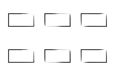 Yatay Dikdörtgen Şekil İnce Çizgi grunge şekli Fırça darbesi piktogram sembolü görsel illüstrasyon