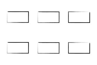 Yatay Dikdörtgen Şekil İnce Çizgi grunge şekli Fırça darbesi piktogram sembolü görsel illüstrasyon