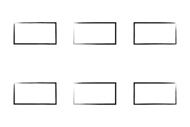 Yatay Dikdörtgen Şekil İnce Çizgi grunge şekli Fırça darbesi piktogram sembolü görsel illüstrasyon