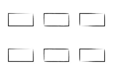 Yatay Dikdörtgen Şekil İnce Çizgi grunge şekli Fırça darbesi piktogram sembolü görsel illüstrasyon