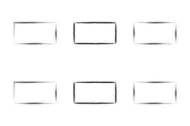 Yatay Dikdörtgen Şekil İnce Çizgi grunge şekli Fırça darbesi piktogram sembolü görsel illüstrasyon