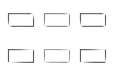 Yatay Dikdörtgen Şekil İnce Çizgi grunge şekli Fırça darbesi piktogram sembolü görsel illüstrasyon