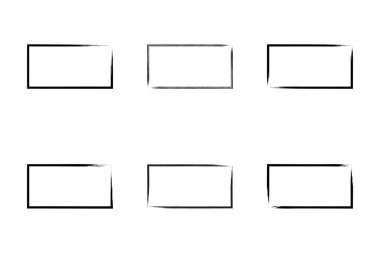 Yatay Dikdörtgen Şekil İnce Çizgi grunge şekli Fırça darbesi piktogram sembolü görsel illüstrasyon