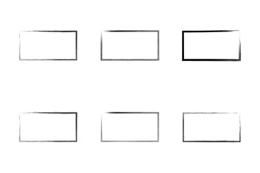 Yatay Dikdörtgen Şekil İnce Çizgi grunge şekli Fırça darbesi piktogram sembolü görsel illüstrasyon