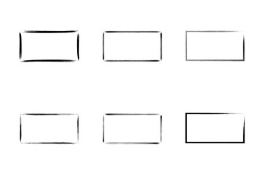 Yatay Dikdörtgen Şekil İnce Çizgi grunge şekli Fırça darbesi piktogram sembolü görsel illüstrasyon