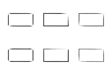 Yatay Dikdörtgen Şekil İnce Çizgi grunge şekli Fırça darbesi piktogram sembolü görsel illüstrasyon