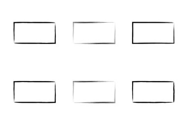 Yatay Dikdörtgen Şekil İnce Çizgi grunge şekli Fırça darbesi piktogram sembolü görsel illüstrasyon