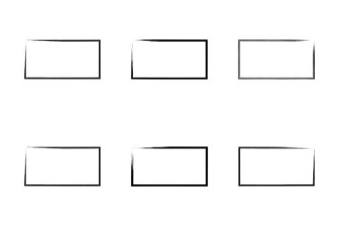 Yatay Dikdörtgen Şekil İnce Çizgi grunge şekli Fırça darbesi piktogram sembolü görsel illüstrasyon