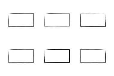 Yatay Dikdörtgen Şekil İnce Çizgi grunge şekli Fırça darbesi piktogram sembolü görsel illüstrasyon