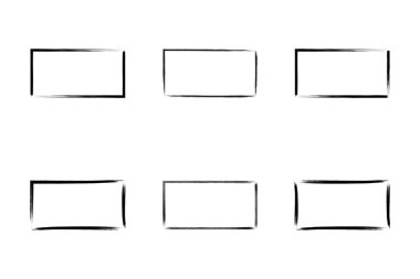 Yatay Dikdörtgen Şekil İnce Çizgi grunge şekli Fırça darbesi piktogram sembolü görsel illüstrasyon