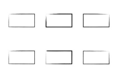 Yatay Dikdörtgen Şekil İnce Çizgi grunge şekli Fırça darbesi piktogram sembolü görsel illüstrasyon