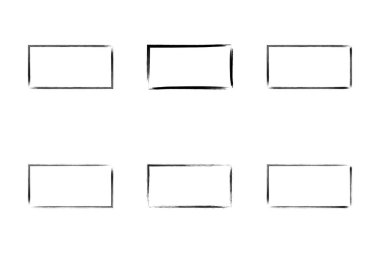 Yatay Dikdörtgen Şekil İnce Çizgi grunge şekli Fırça darbesi piktogram sembolü görsel illüstrasyon