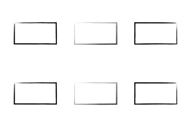 Yatay Dikdörtgen Şekil İnce Çizgi grunge şekli Fırça darbesi piktogram sembolü görsel illüstrasyon