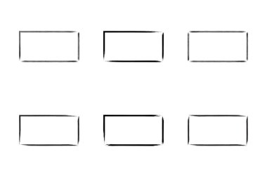 Yatay Dikdörtgen Şekil İnce Çizgi grunge şekli Fırça darbesi piktogram sembolü görsel illüstrasyon