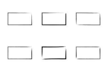 Yatay Dikdörtgen Şekil İnce Çizgi grunge şekli Fırça darbesi piktogram sembolü görsel illüstrasyon