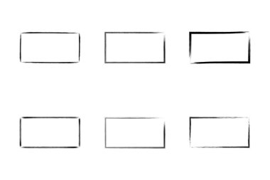 Yatay Dikdörtgen Şekil İnce Çizgi grunge şekli Fırça darbesi piktogram sembolü görsel illüstrasyon